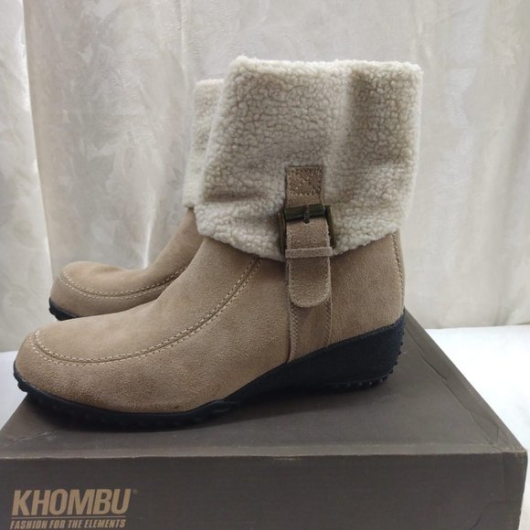 NIB Size 9M Khombu Beige Moon Dance Low Leather Ankle Boots - Picture 5 of 8